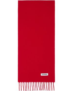 Jil Sander Slim Wool Scarf - Red