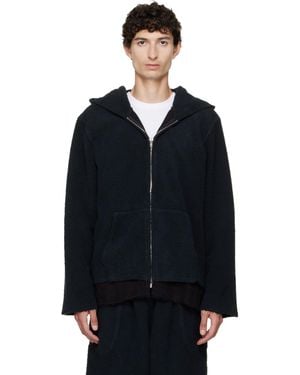 Les Tien Heavyweight Raw Zip Hoodie - Black