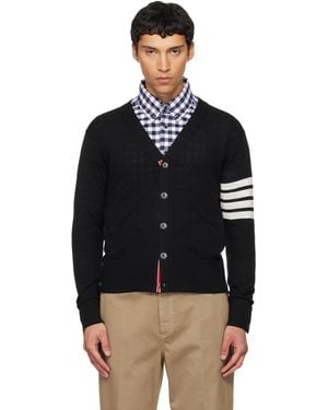 Thom Browne ブラック 4-Bar Classic メリノウール Vネックカーディガン