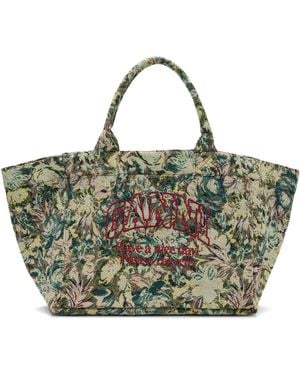 Ganni Tapestry Xxl Tote - Green