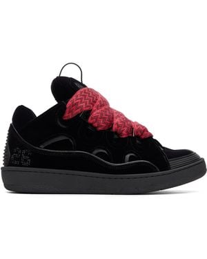 Lanvin Baskets Curb Noires En Velours