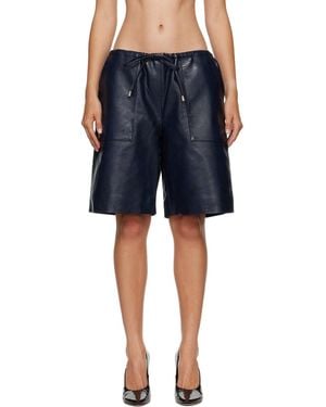 Rag & Bone Short Claire Bleu Marine En Cuir Synthétique À Cordon Coulissant