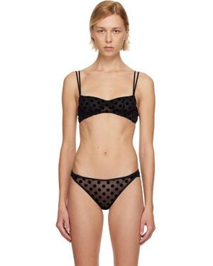 Fruity Booty Polka Flock Bra - Black