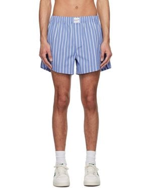 Axel Arigato ブルー＆ホワイト ストライプ コットン ショートパンツ