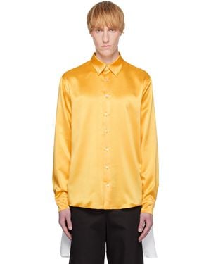 Andrej Gronau Satin & Popeline Drape Double Shirt - Orange