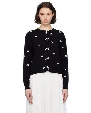 Pushbutton Ribbon Cardigan - Black