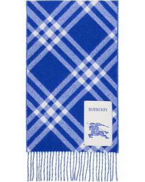 Burberry Check Cashmere Scarf - Blue