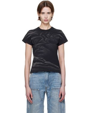 Alexander Wang ブラック ディストレス ロゴ シュランケン Tシャツ
