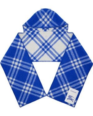 Burberry Check Hooded Scarf - Blue