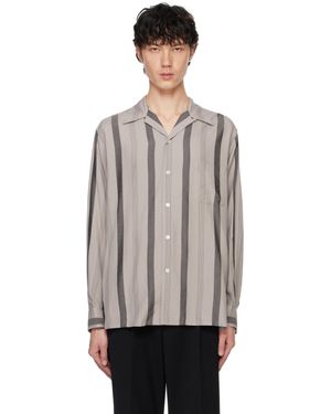Wacko Maria Striped Open Collar Shirt in Natural for Men | Lyst