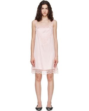 Simone Rocha Square Neck Lace Trim Minidress - Pink