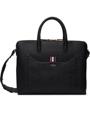 Thom Browne Black Pebble Grain Briefcase