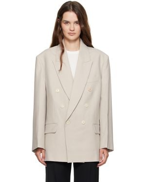 Victoria Beckham Taupe Relaxed Double Breasted Blazer - Natural