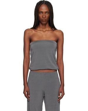 Bambou Roger Kwong Shiny Crêpe Jersey Bustier Top - Black