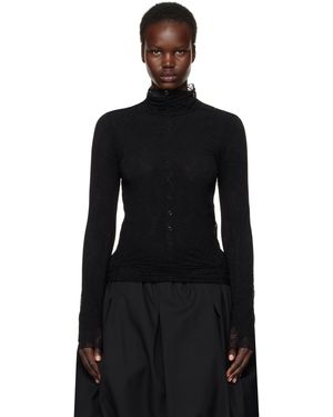 Yohji Yamamoto Col Roulé Noir En Dentelle Extensible