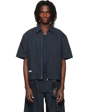 Song For The Mute Zip Up Workman Shirt - Blue
