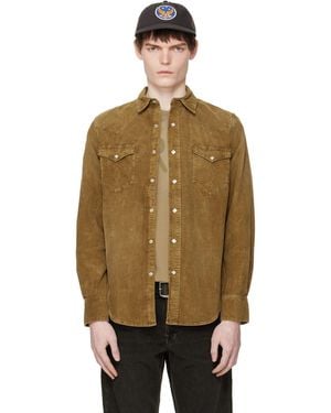 RRL Tan Slim Fit Corduroy Western Shirt - Multicolour