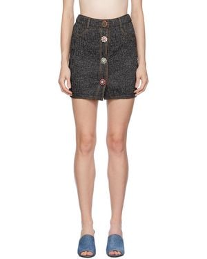 Moschino Black Crystal-cut Denim Miniskirt