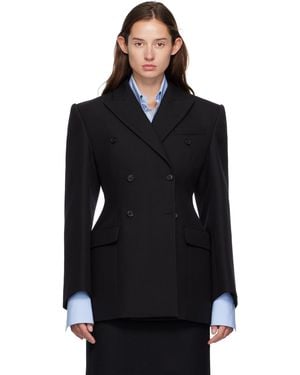 Wardrobe NYC Double Breasted Contour Blazer - Black