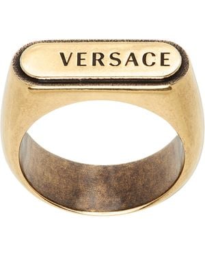 Versace Logo Tag Ring - Metallic