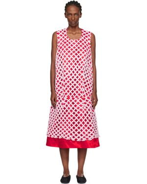 Comme des Garçons Tulle Braided Mesh Midi Dress - Red