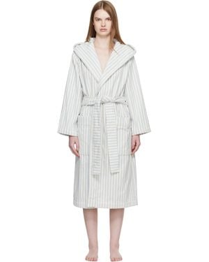 Tekla Off & Terry Hooded Bathrobe - Black