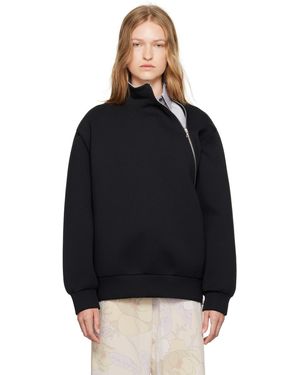Dries Van Noten Asymmetric Zip Neoprene Sweatshirt - Black