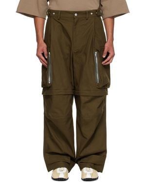 Mordecai Khaki Cotton Cargo Trousers - Green