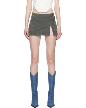 Dion Lee Grey Apron Wrap Denim Miniskirt - Black