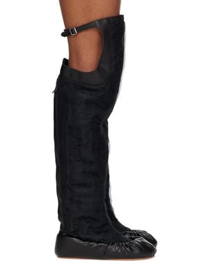 Yume Yume Bottes Hautes De Style Ballerine Noires À Empiècement Superposé Transparent