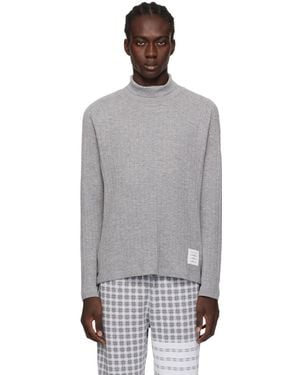 Thom Browne Thom E グレー ラグラン タートルネック - ブラック