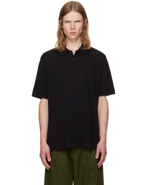vowels Short Sleeve Pique Polo - Black