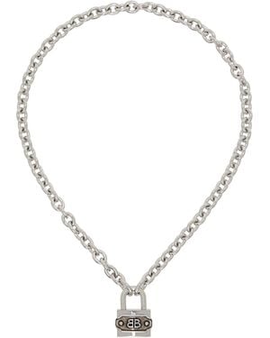 Balenciaga Bb Padlock Necklace - Metallic