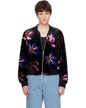 Dries Van Noten Velvet Bomber Jacket - Black