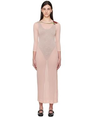 Simone Rocha Fitted Ballet Mesh Column Maxi Dress - Black