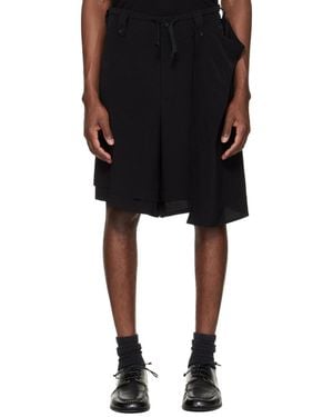 Yohji Yamamoto Ta Tuxedo Drape Panel Attached Shorts - Black