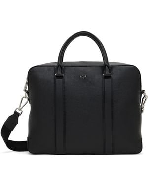 BOSS Structured-Leather Double Handles Document Case - Black