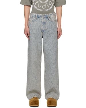 Acne Studios ブルー 1981M モノグラム ルーズフィット ジーンズ - ブラック