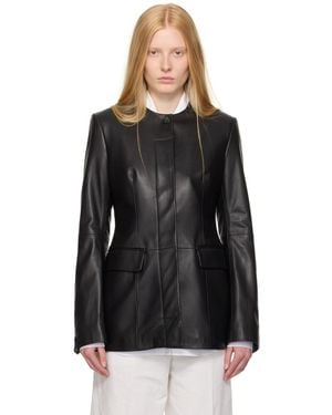 TOTEME Collarless Leather Jacket - Black