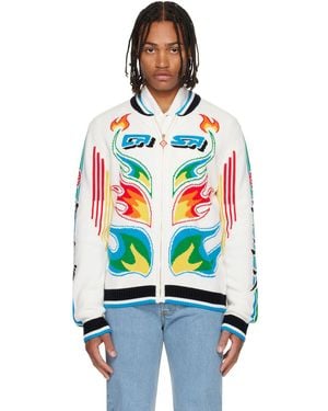 CASABLANCA Flame Laurel Cotton Knit Casa Club Jacket - Red