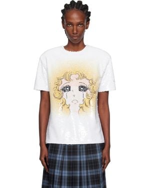 Pushbutton Crying Girl Sequin T-Shirt - Black