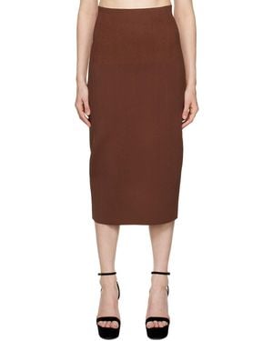 Victoria Beckham ブラウン スリット ミディアムスカート - マルチカラー