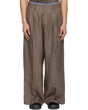 ERL Pleated Suit Trousers - Brown