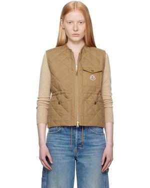 Moncler Tan Vigny Diamond-quilted Padded Linen Vest - Blue