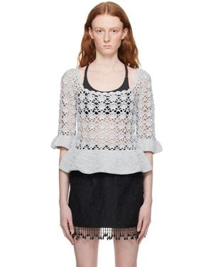 Ganni Silver Peplum Blouse - Black