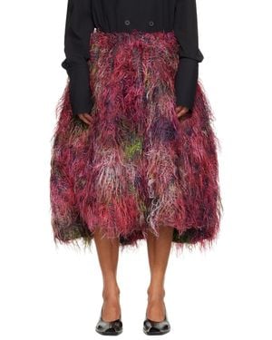 Comme des Garçons Jacquard Floral Midi Skirt - Red