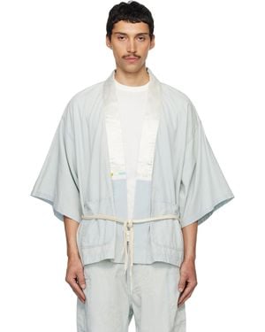 KENZO Chemise De Style Kimono Surdimensionnée Bleue - Blanc