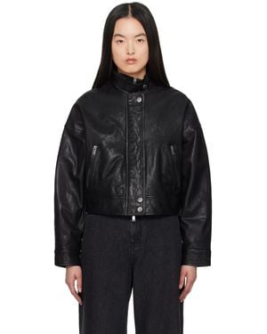 Weekend by Maxmara Angel Leather Bomber Jacket - Black