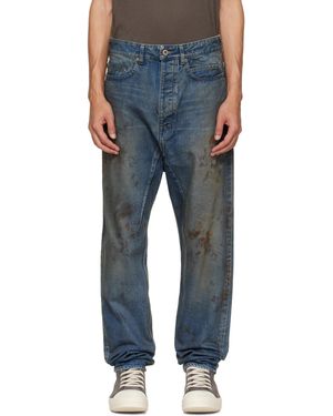 Rick Owens Temple Collapse Long Jeans - Blue
