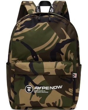 Aape By A Bathing Ape Moonface Patch Camo Backpack - Black